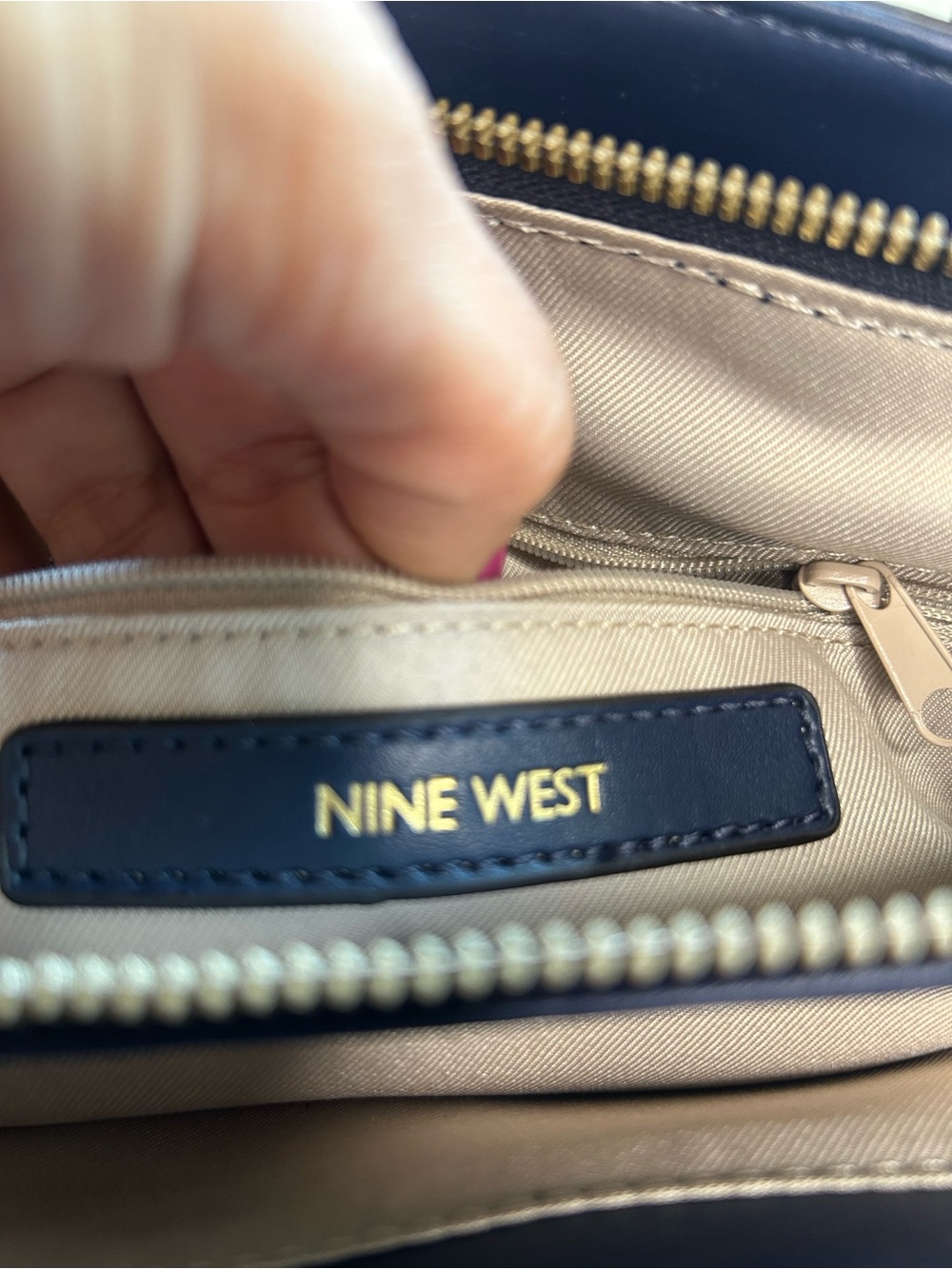 Nine West Blue Patterned Satchel with Coin Pouch - Picture 6 of 6